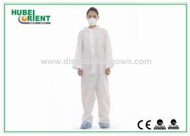 Waterproof White Disposable Protective Suits Without Hood/Feetcover for Factory use